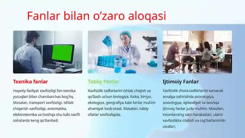 Hayotiy faoliyat xavfsizligi fanini o'rganish ahamiyati va boshqa fanlar bilan o’zaro aloqasi 4