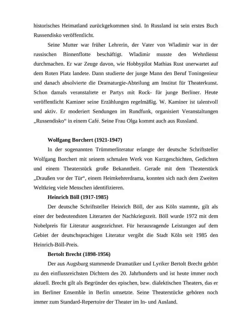 Die berühmte Schriftsteller von Deutsch 4