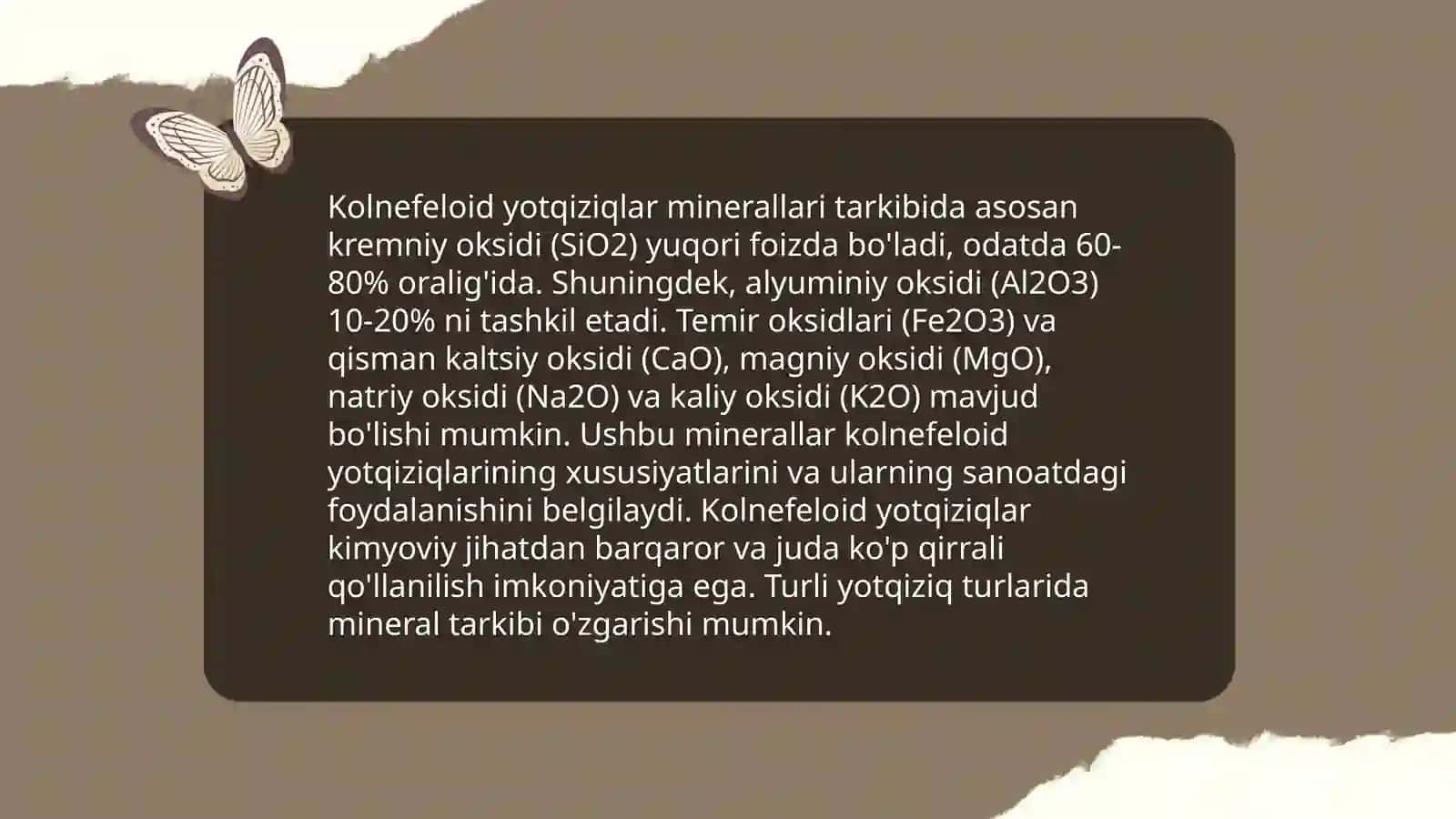 Kolnefeloid yotqiziqlar xossalari 4