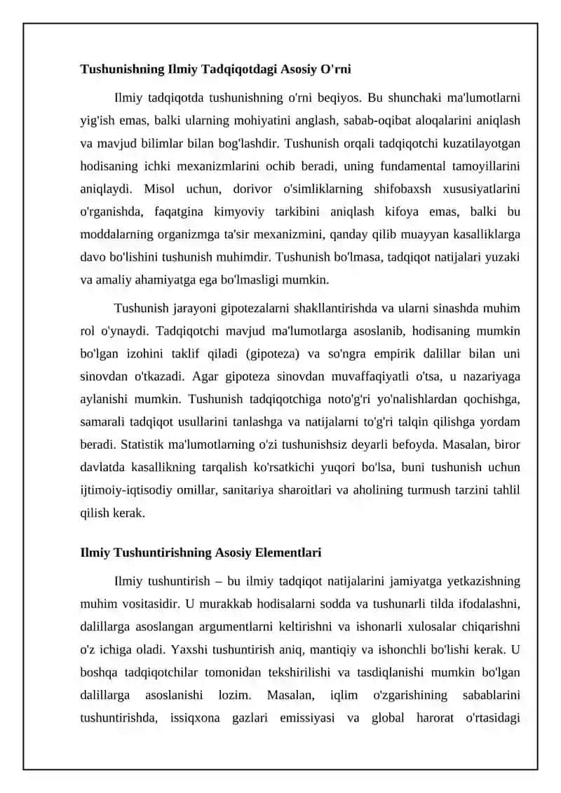 Mavzu: Ilmiy tadqiqotda tushunish va tushuntirishning ahamiyati 4