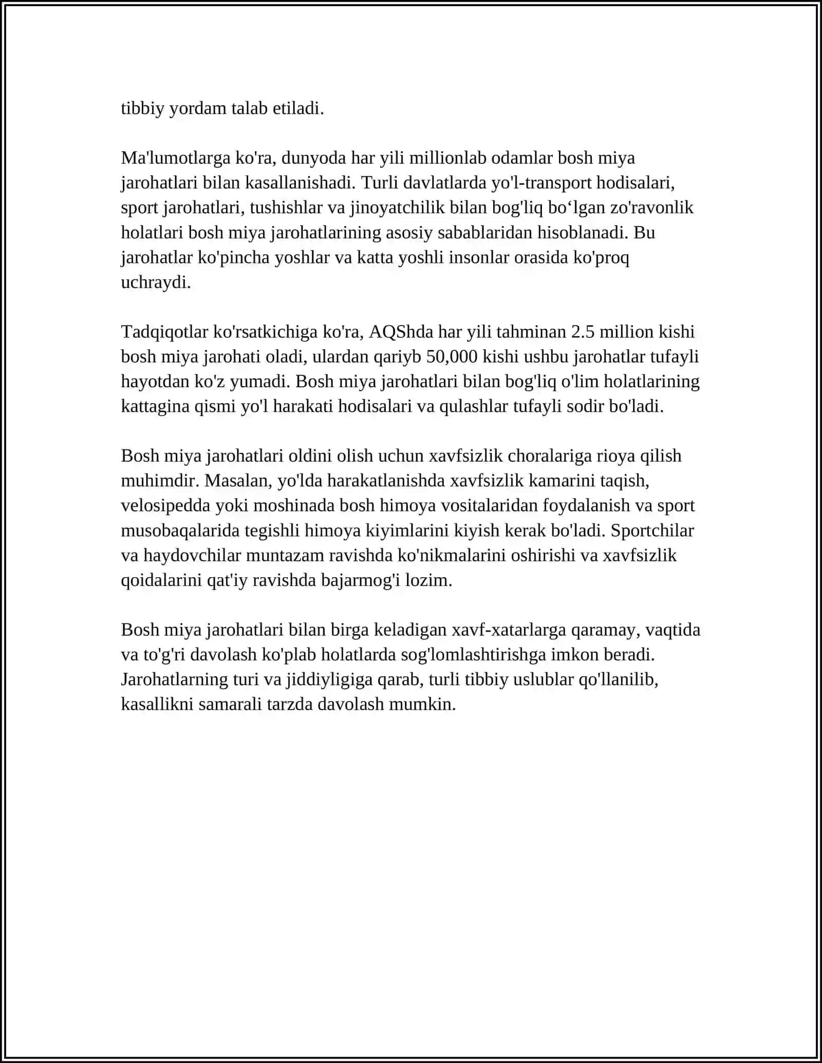 BOSH MIYA JAROHATLARINING KELIB CHIQISH SABABLARI VA ASORATLARI 4