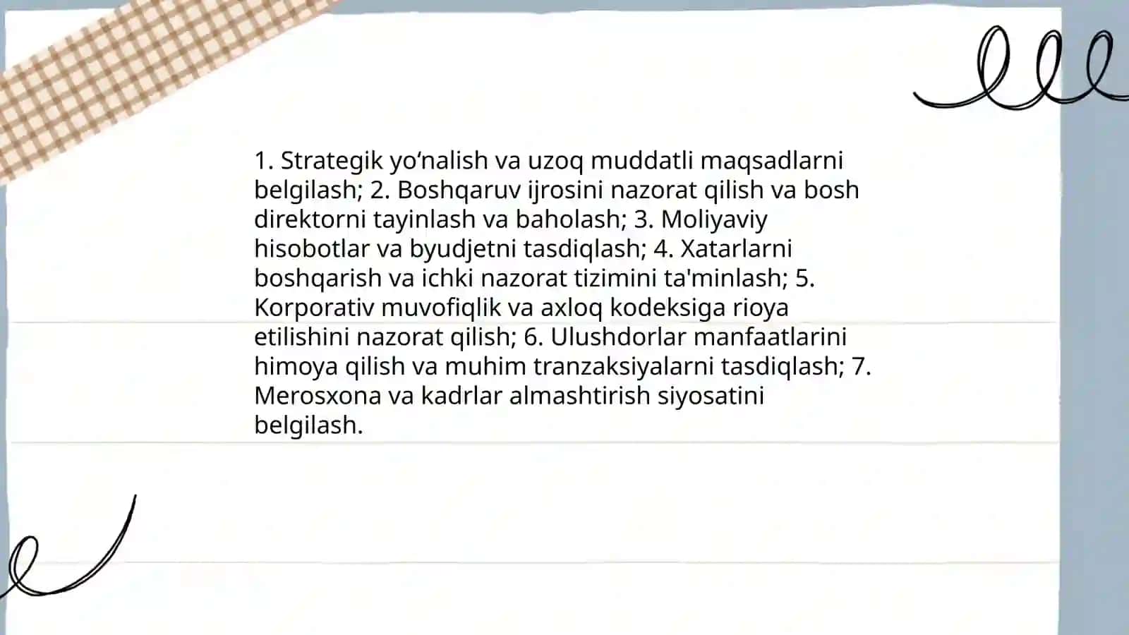 Korporativ boshqaruvning boshqaruv organlari va vazifalari 4