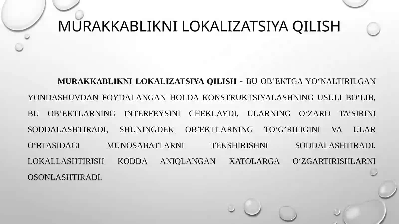 Konstruksiyalashning asosiy elementlari. Murakkablikni minimallashtirish. O‘zgartirishlarni kutish. Konstruksiyalashda tekshirish imkoniyati. Konstruksiyalashdagi standartlar. 4