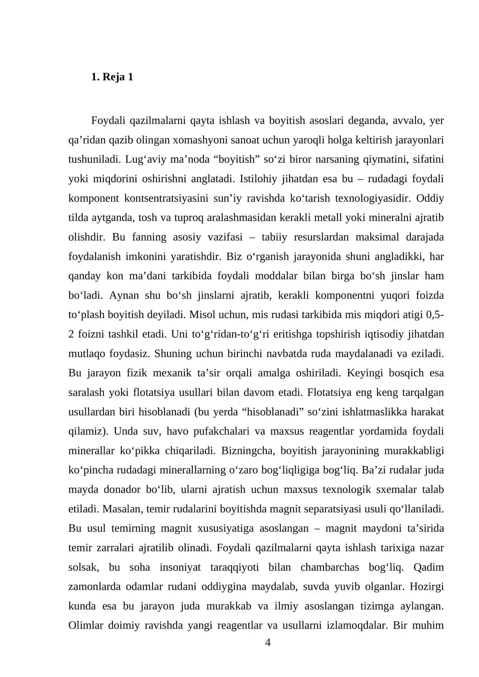 Foydali qazilmalarni qayta ishlash va boyitish asoslari 4
