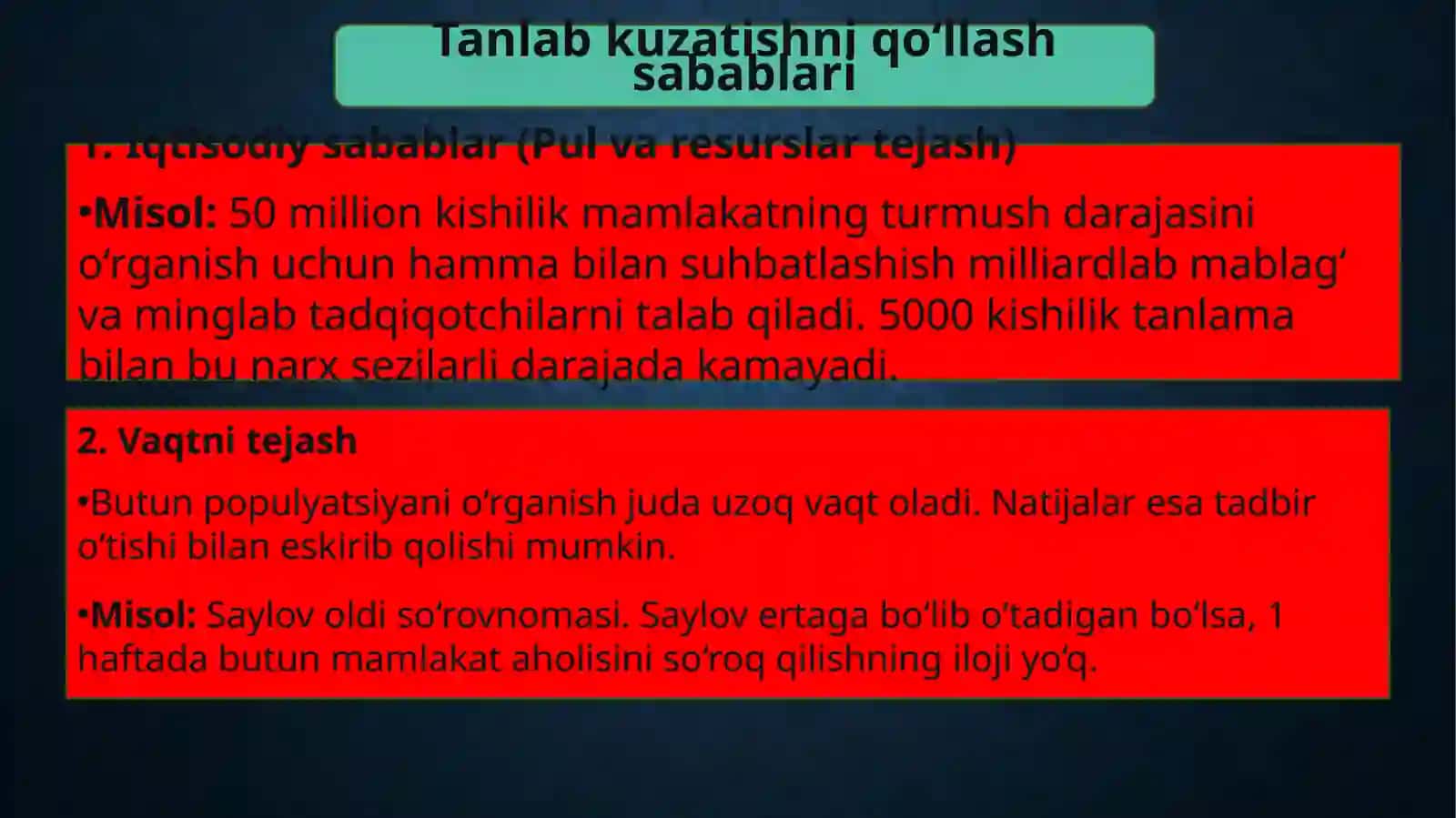 Statistik tadqiqotlarda tanlab kuzatishning qo‘llanilishi 4