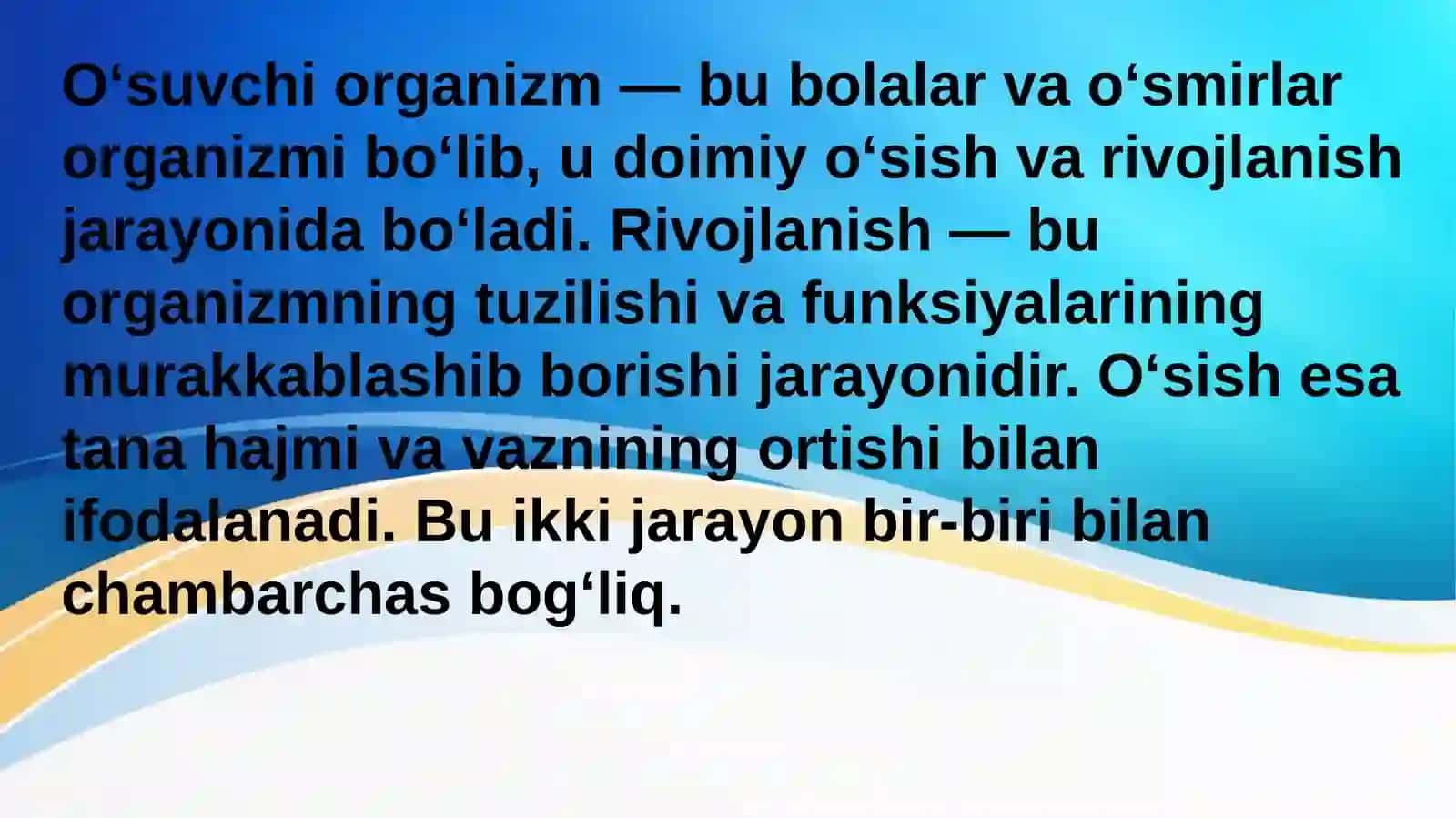 O'suvchi organizm o'sishi va rivojlanishining asosiy qonuniyatlari 4