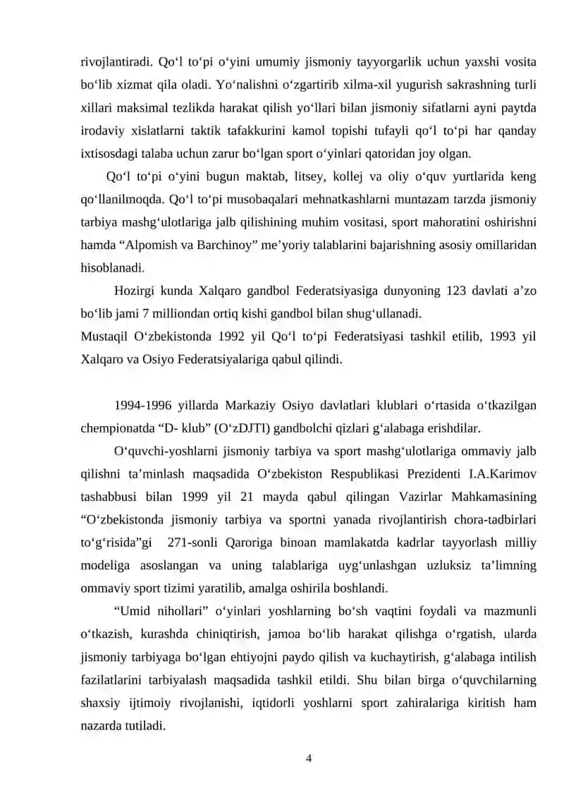 Qo'l to'pi sport turi o'yin texnikasini o'rgatish 4