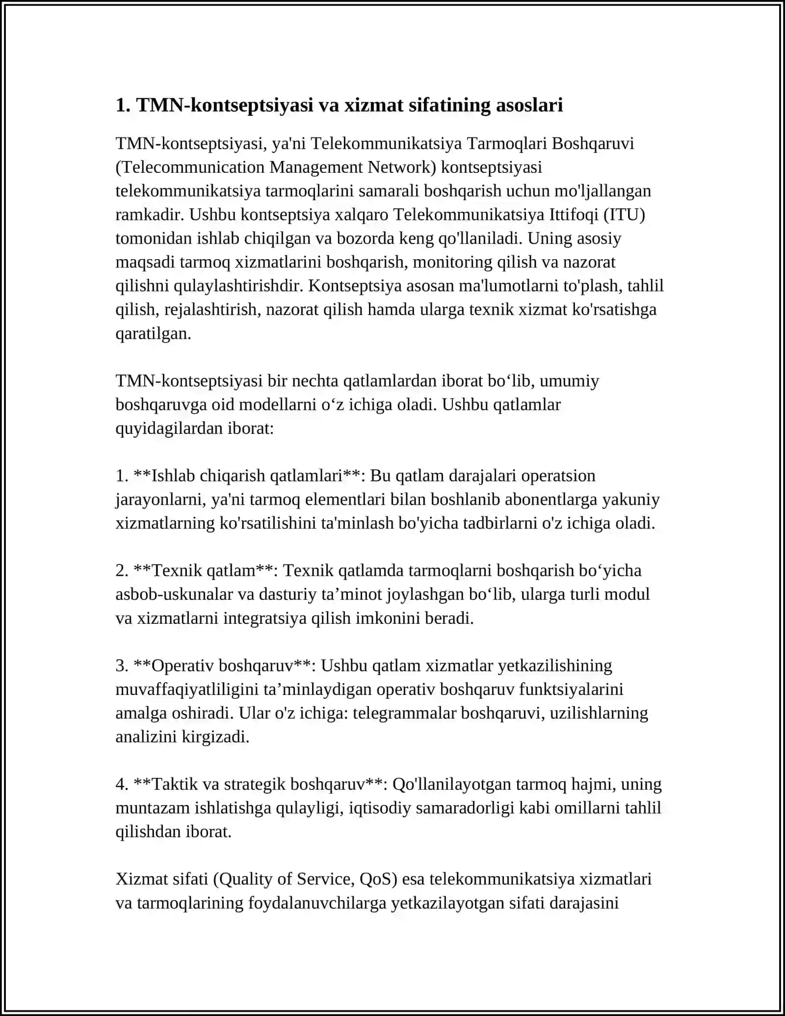 TMN-KONSEPSIYASI. XIZMAT SIFATI-QOS KRITERIYALARI 4