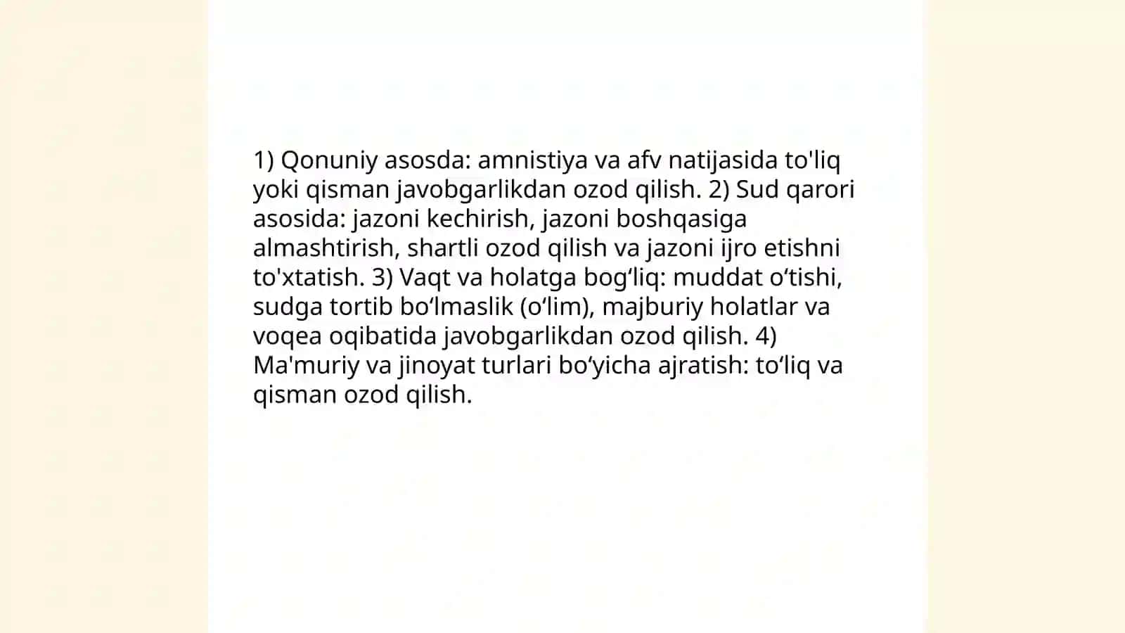 Javobgarlikdan ozod qilish tushunchasi va turlari 4