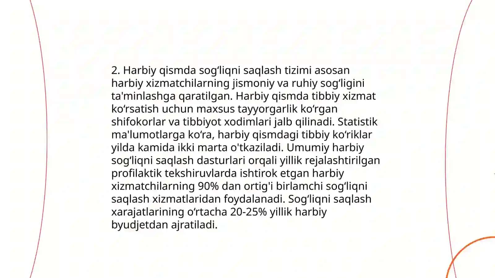 Harbiy qismda davolash - profilaktika tadbirlarini qiyosiy xilma-xilligi 4
