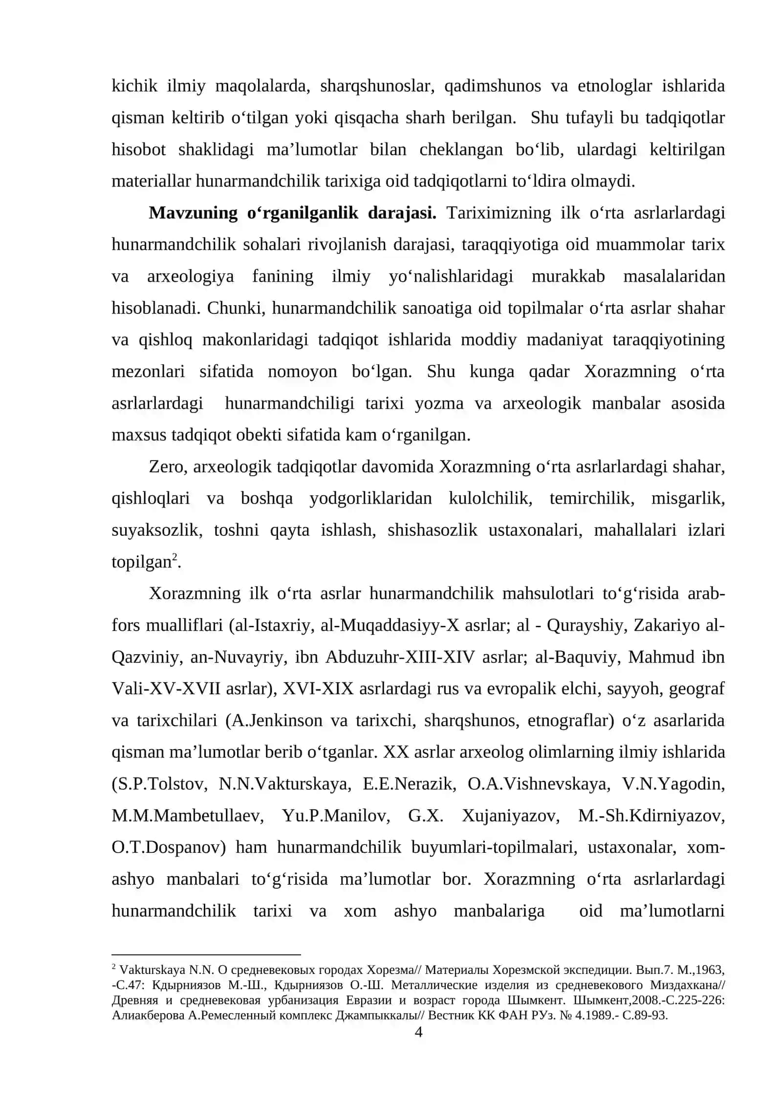ILK O‘RTA ASRLARDA XORAZMDA HUNARMANDCHILIK SOHASI TARAQQIYOTI (ARXEOLOGIK MANBALAR TAHLILI ASOSIDA) 4
