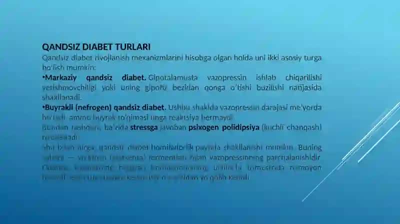Qandsiz Diabet va Davolovchi Dorilar 4