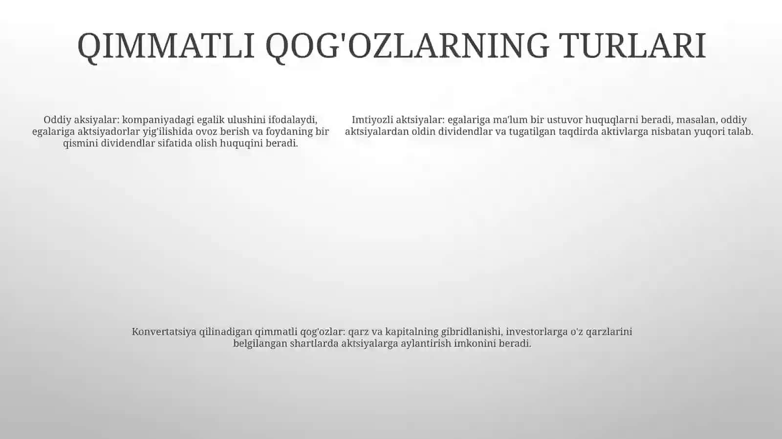 Ba'Zaviy (Qarz Va Ulush Munosabatlarini Ifodalovchi) Qimmatli Qog'Ozlar 4
