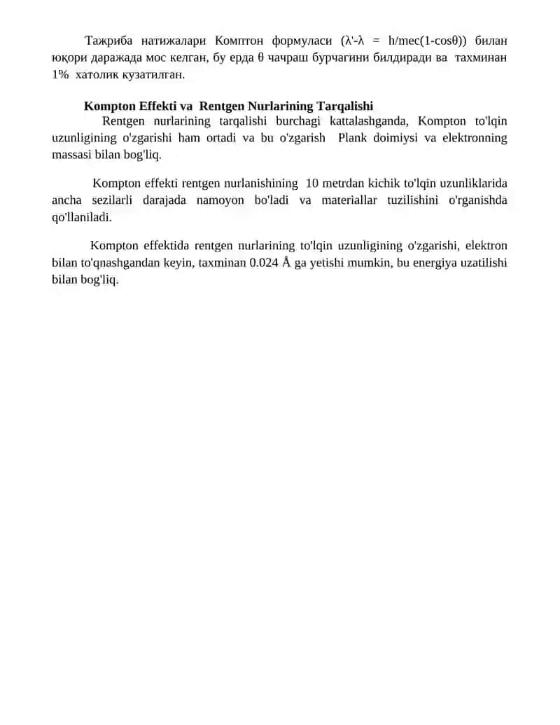 Kompton effekti. Yorug’likning kombinatsion sochilishi 4
