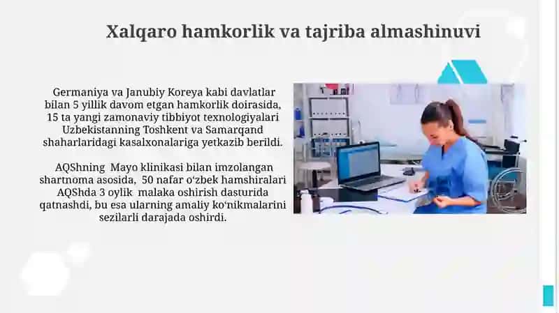 Oʻzbekistonda sogʻliqni saqlash va hamshiralik taʼlimi tizimidagi islohatlar 4