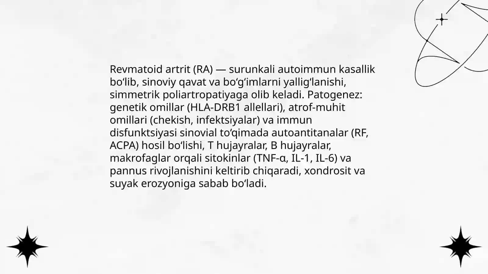 Revmatizm Klinik morfologik formalari Revmatoidli artrit Poliartirit Patomorfologiyasi Burkhanova 4