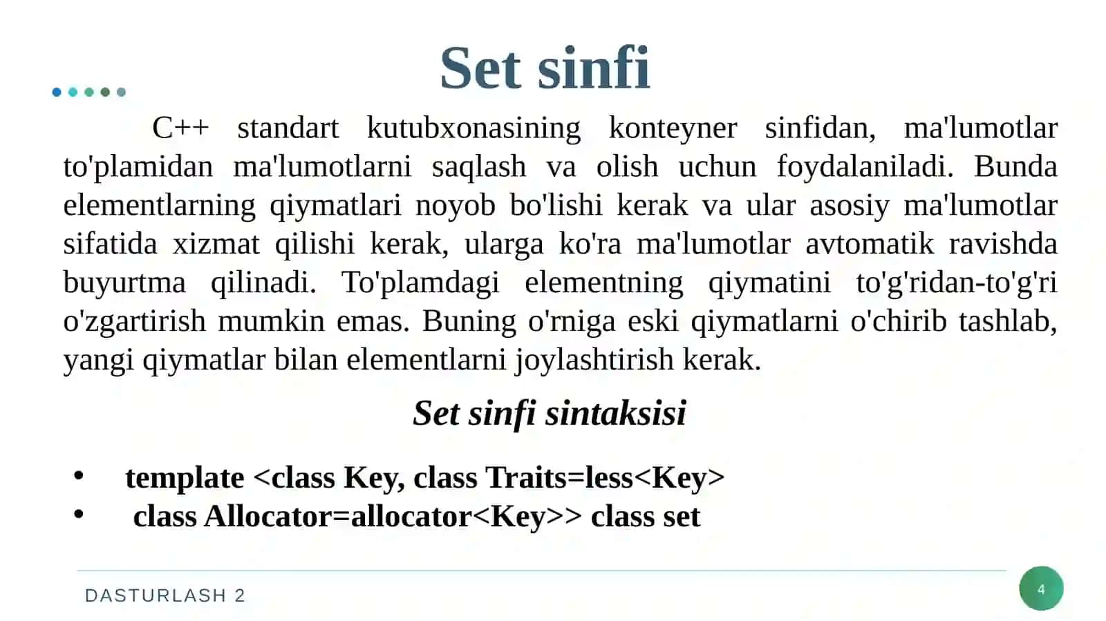 Assotsiativ konteynerlar, Tartiblanmagan assotsiativ konteynerlar 4