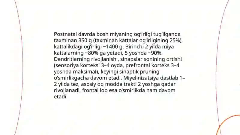 Bolalarda bosh miyaning morfologik va funksional xususiyatlari 4