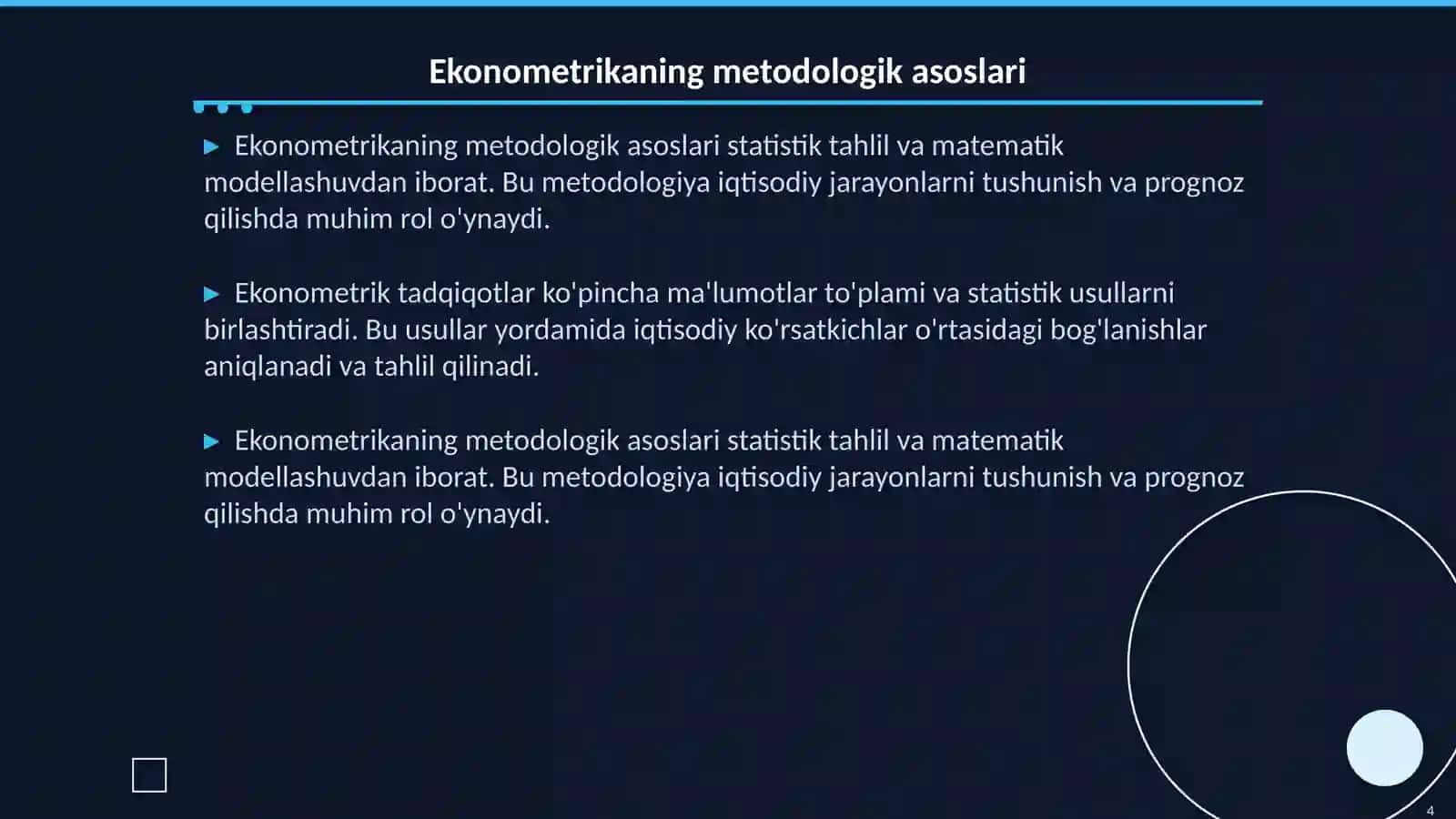 Ekonometrikaga kirish faninig maqsadi va vazifalari 4