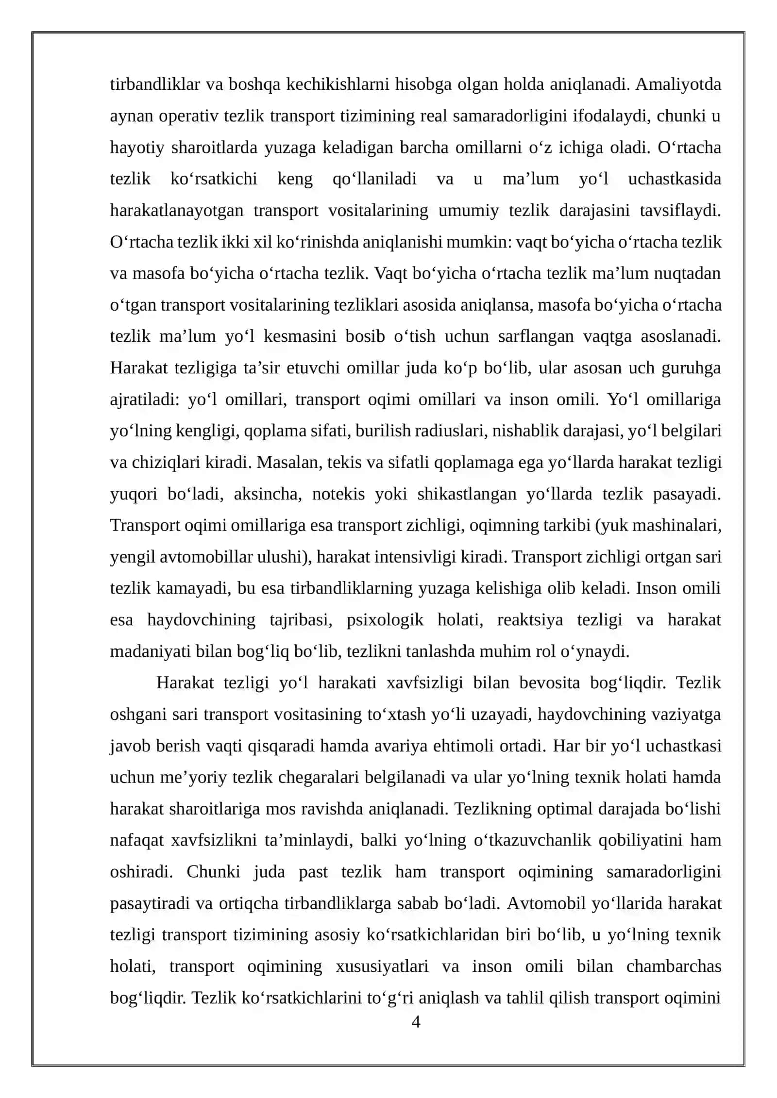 Avtomobil yo‘llarida harakat tezligini o‘lchash va baholash usullarini o‘rganish 4