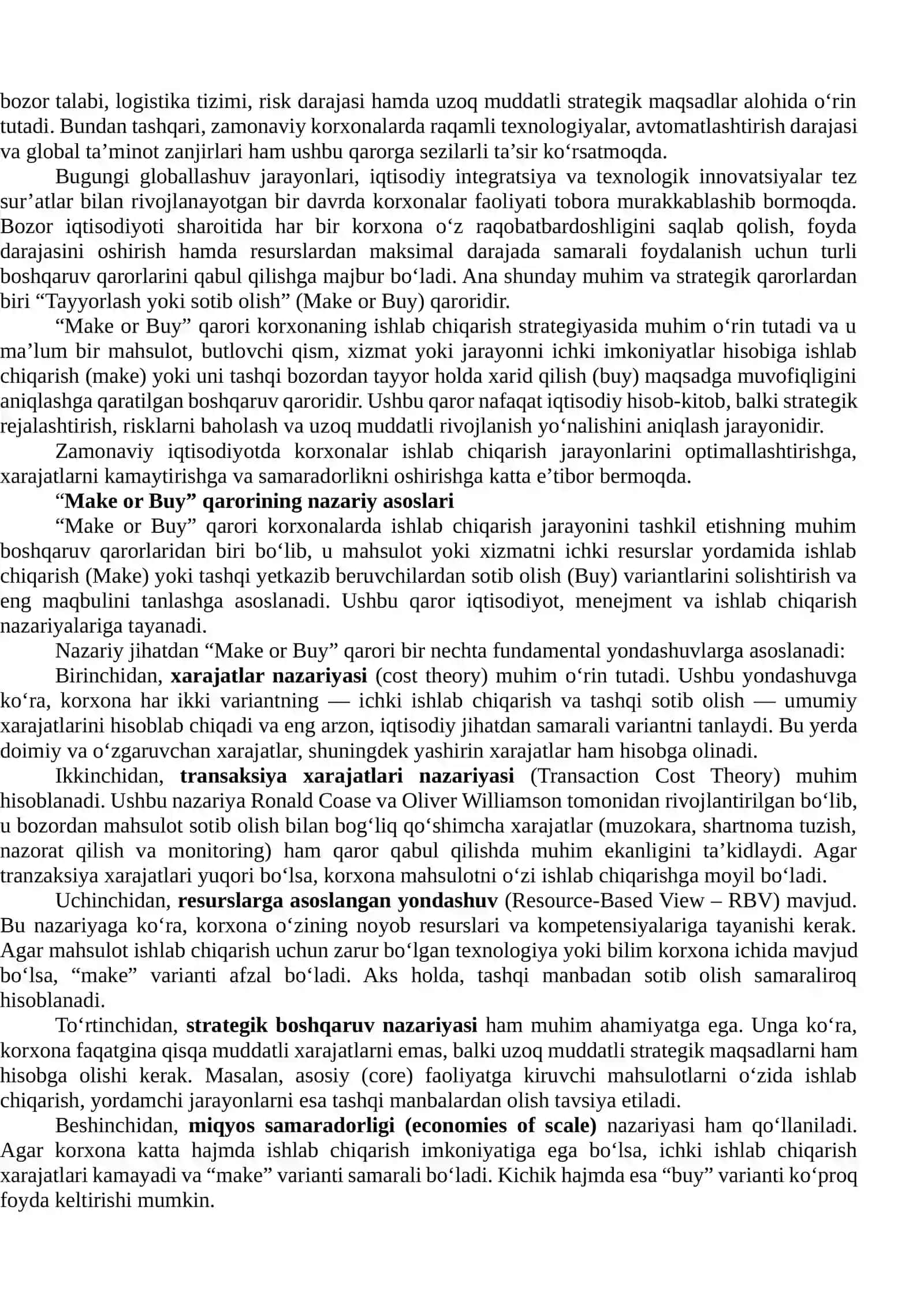 Tayyorlash yoki sotib olish” qarorini tahlil qilish 4