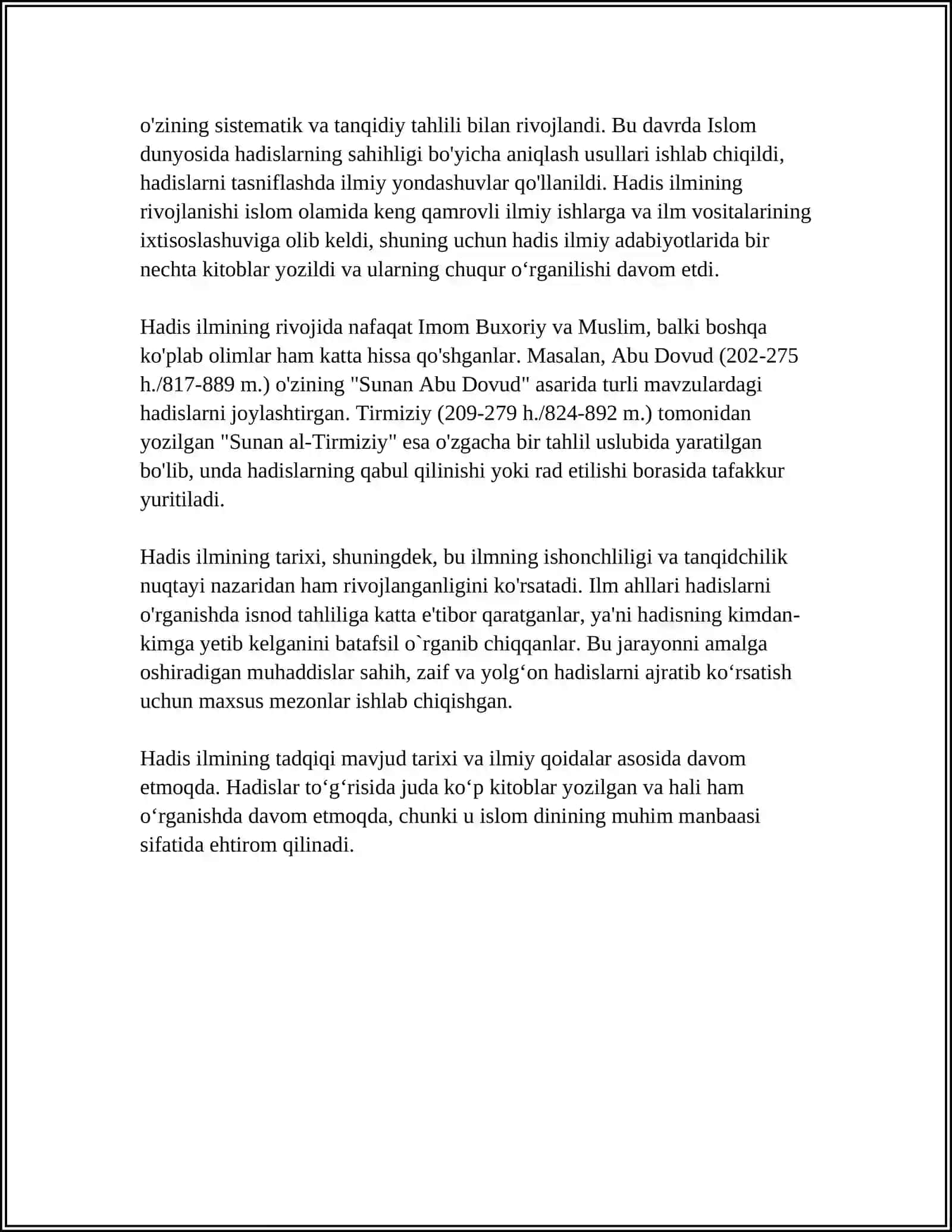 MUSTAQIL ISH Mavzu: HADIS ILMI HAQIDA 4