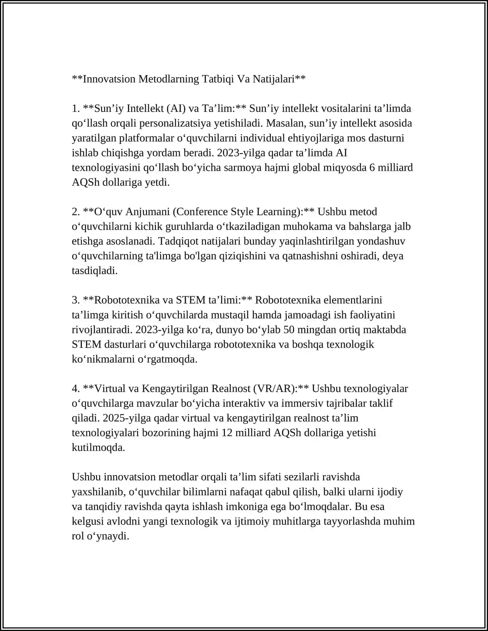 MUSTAQIL ISH Mavzu: TA'LIMNI TASHKIL ETISHNING NOAN'ANAVIY SHAKLLARI 4