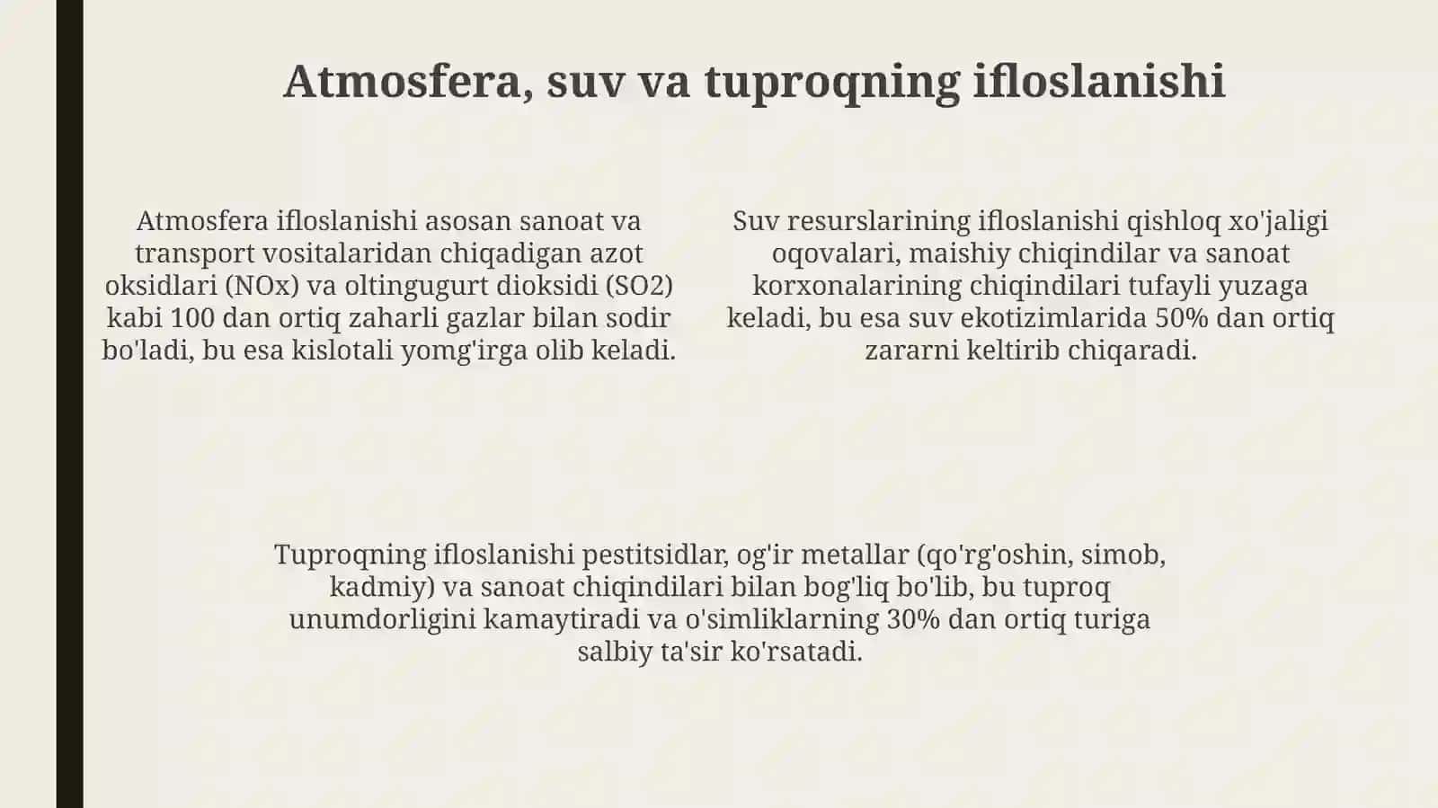Inson biosferasi omili sifatida Inson faoliyatining biosferaga ta'siri 4