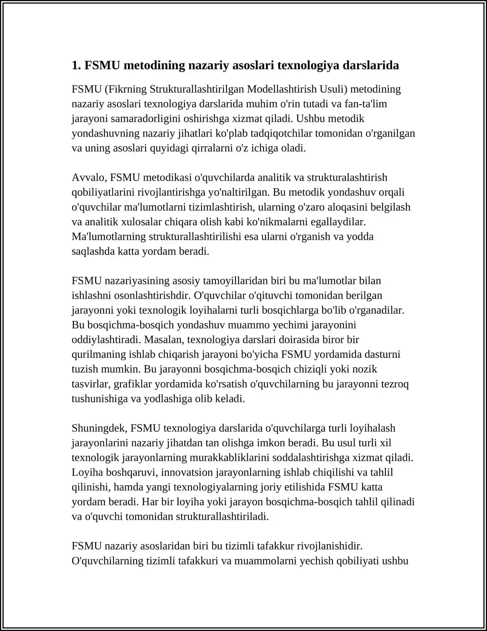 TEXNOLOGIYA DARSLARIDA FSMU METODI 4
