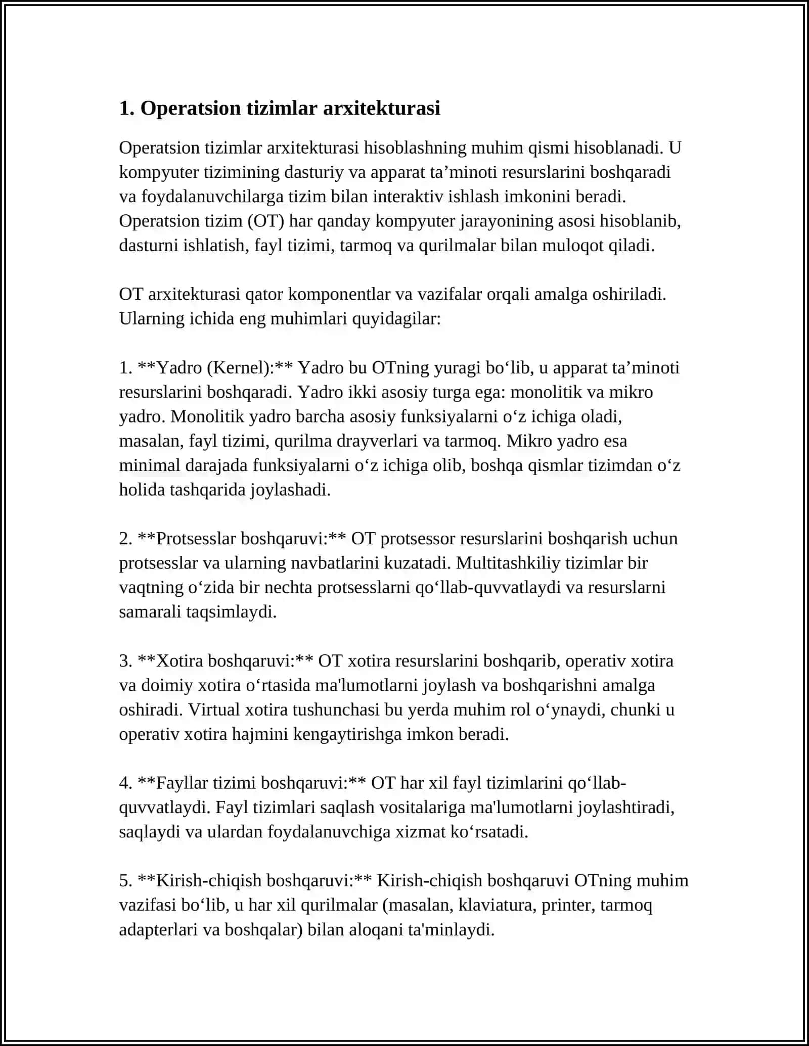 ZAMONAVIY OPERATSION TIZIMLAR TAHLILI 4