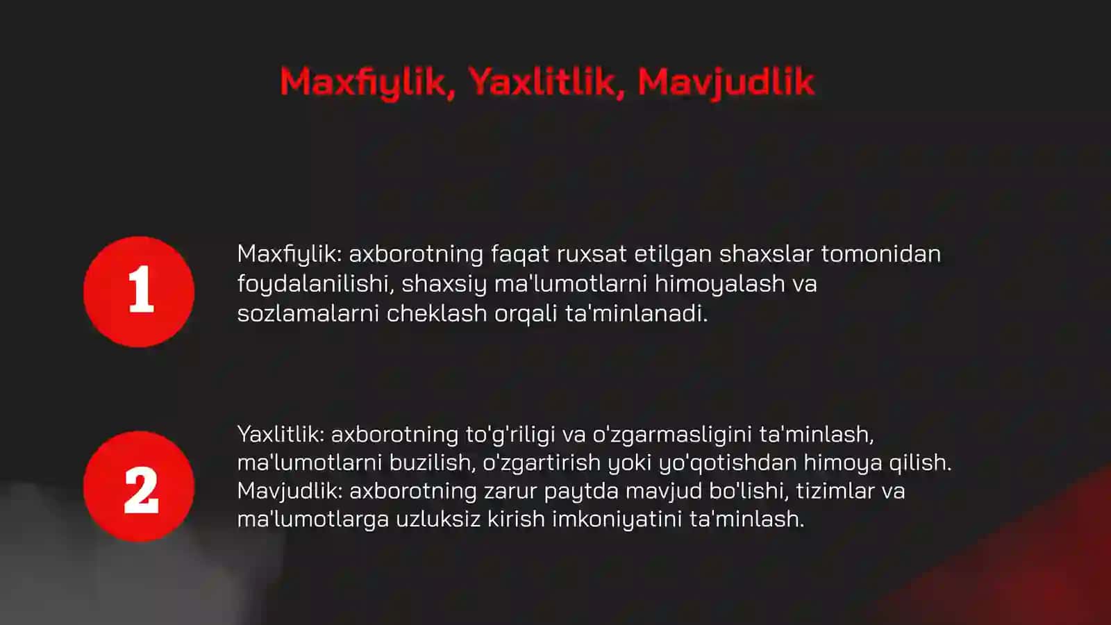 Axborot hafsizligini taminlash usullari 4