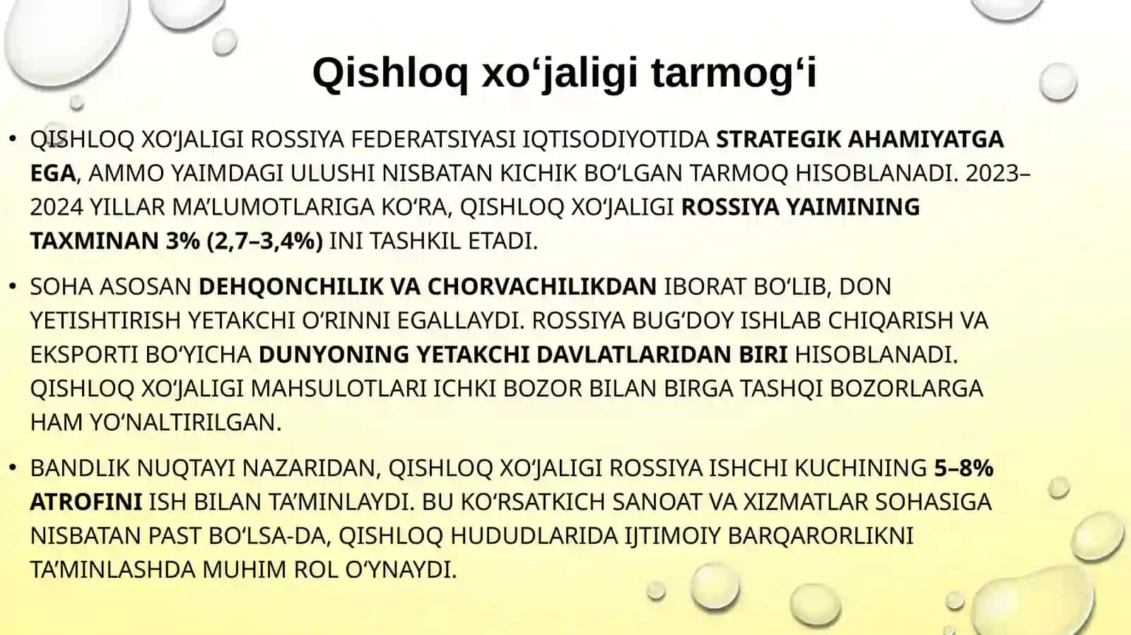 Rossiya Federatsiyasi iqtisodiyotining tarmoqlari bo'yicha tahlil 4