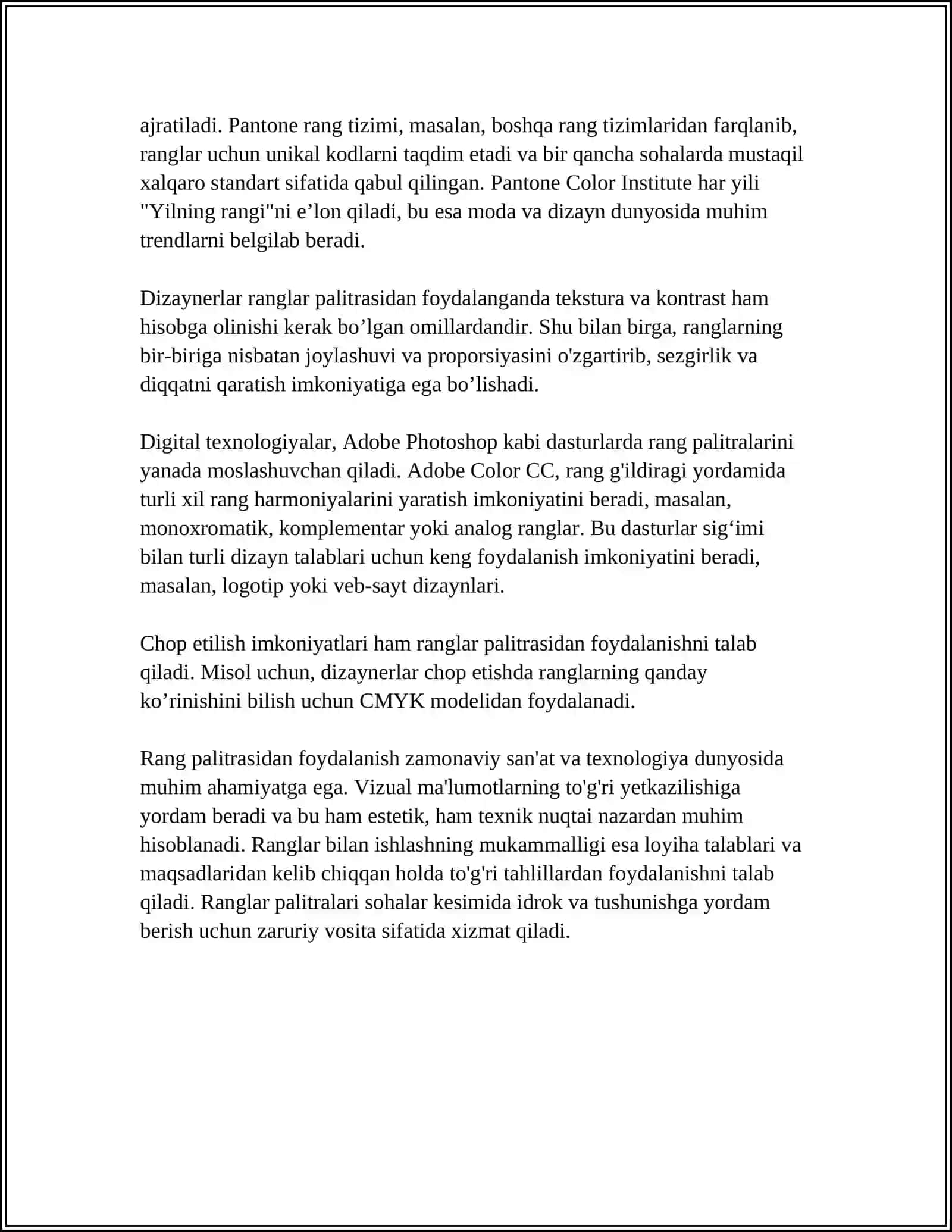 PHOTOSHOP DASTURINING GRAFIK OBʼYEKTLARDA RANGLAR VA QATLAMLAR BILAN ISHLASH 4