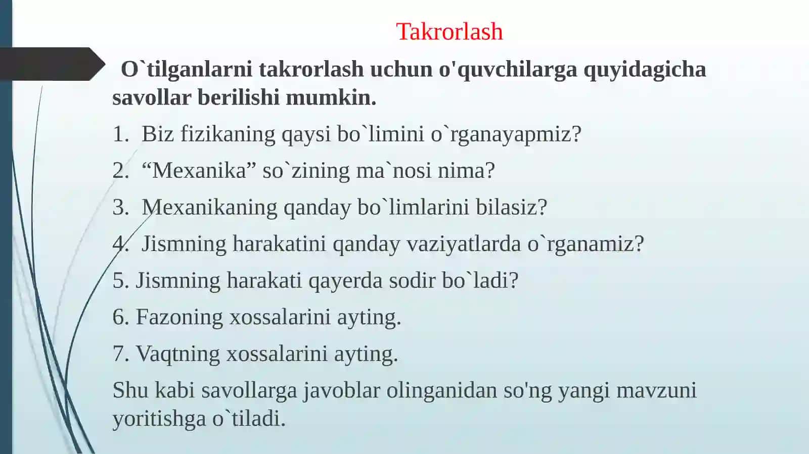 O`quvchilarga To`g`ri chiziqli harakat haqida tushuncha 4