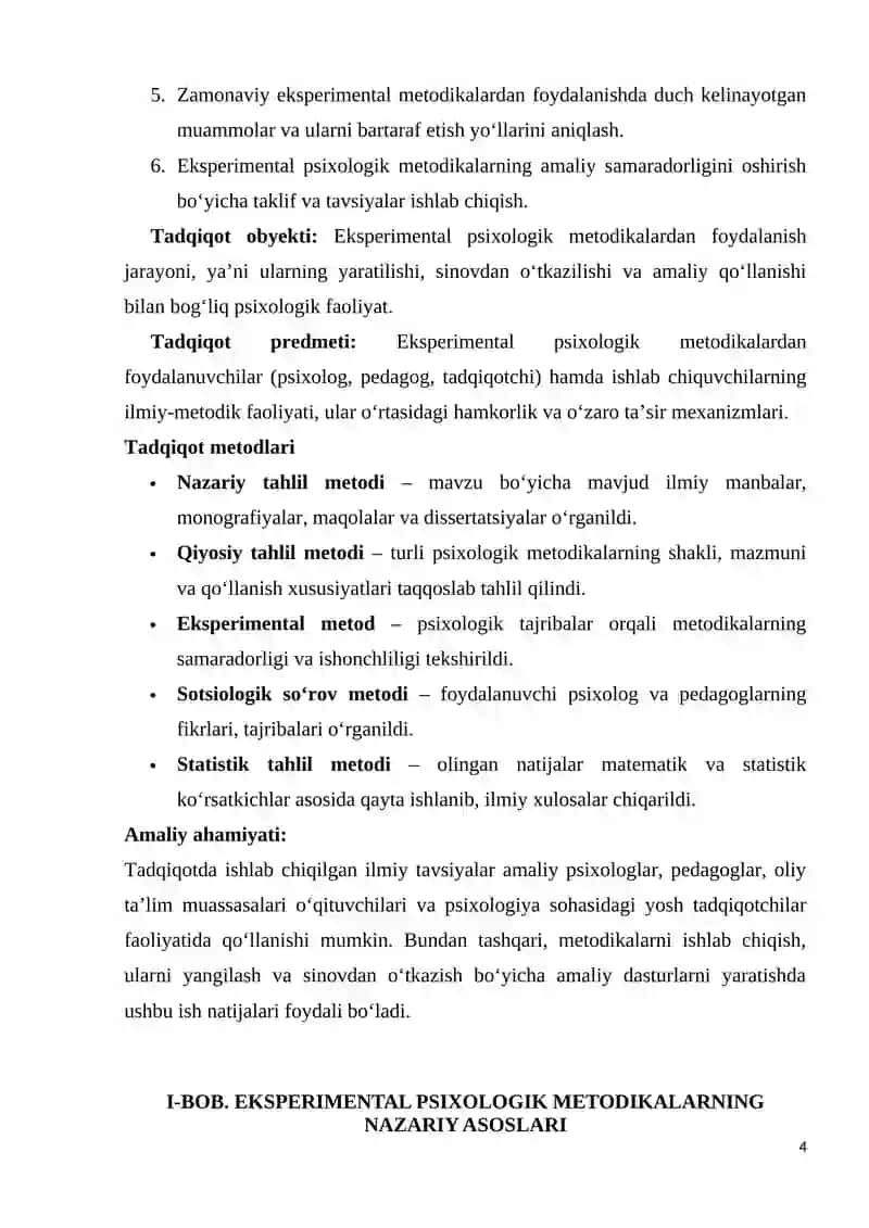 Eksperimental psixologik metodikalardan foydalanuvchilar va ishlab chiquvchilar 4
