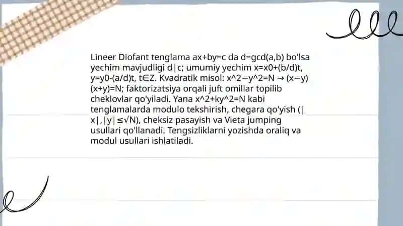 Tabiiy sonlar va bo‘linuvchanlik masalalari: kongruensiya va modul usullari 4