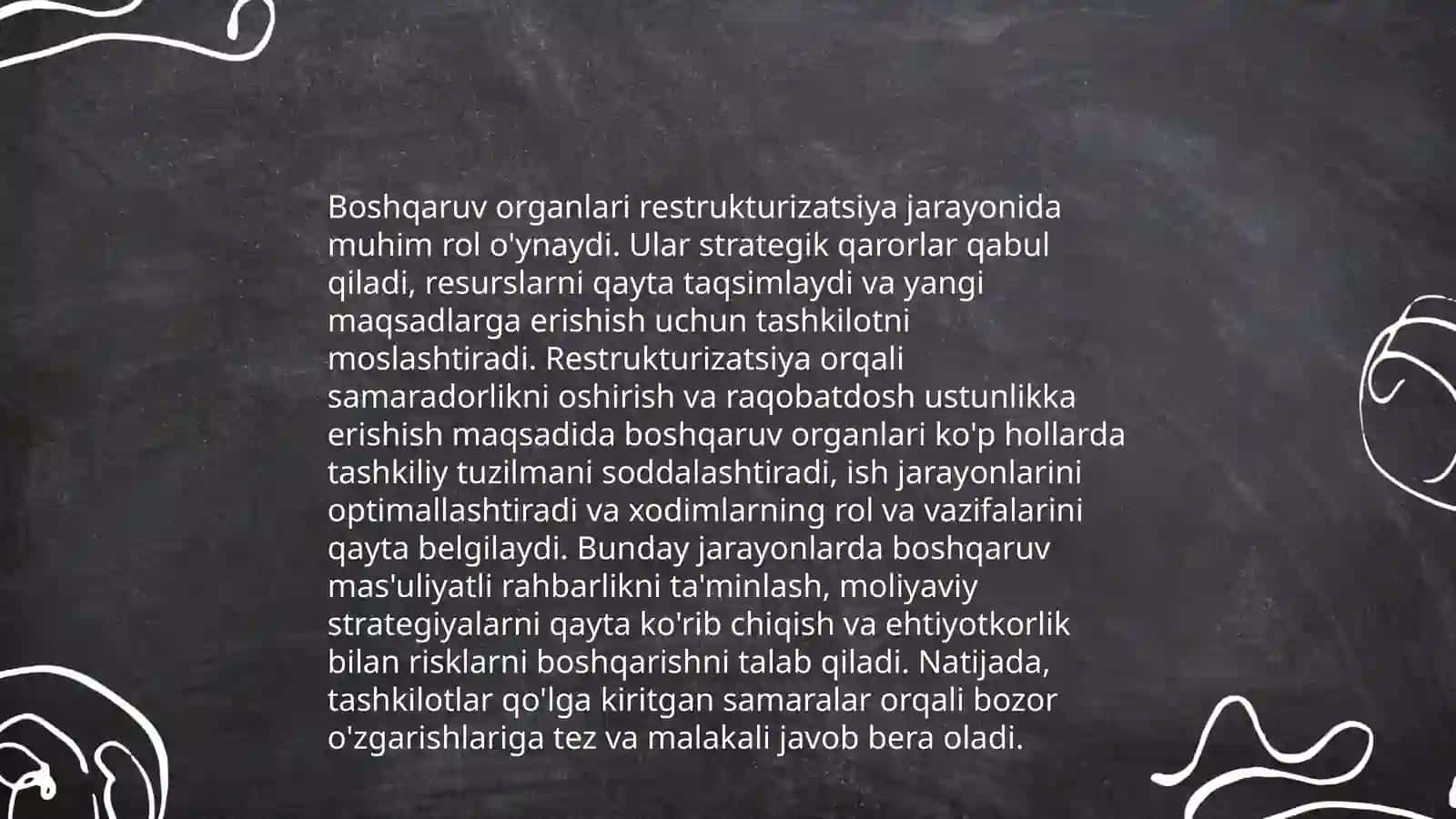 Korporativ boshqaruv organlarining restrukturizatsiyalash va inqirozni boshqarish jarayonidagi faoliyati 4