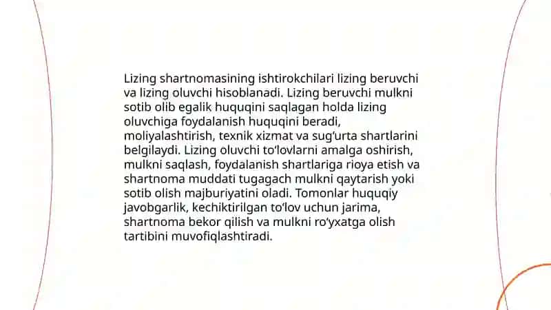 Lizing shartnomasi 4