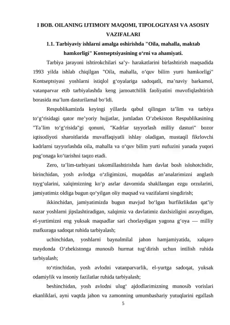 OILA, MAHALLA BILAN OLIB BORILADIGAN IJTIMOIY PEDAGOGIK FAOLIYAT 4