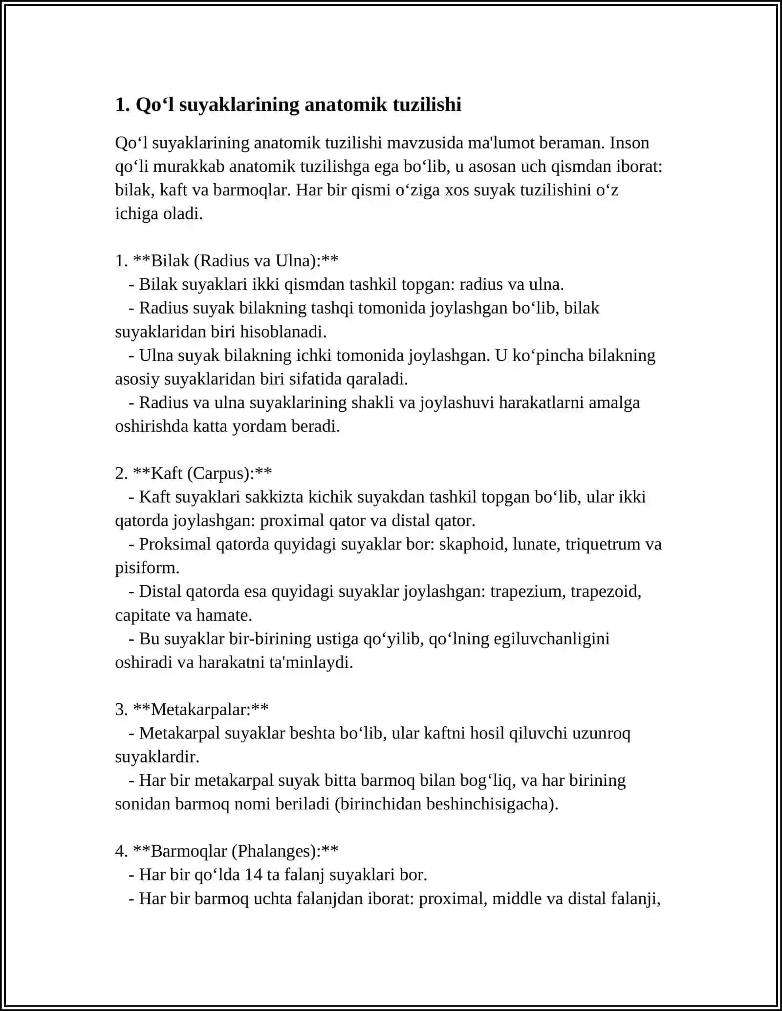 QO‘L SUYAKLARINING VARIANTLI ANATOMIYASI 4