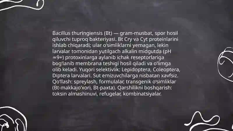 Qishloq xo‘jalik ekinlarining zararkunanda hasharotlariga qarshi qo‘llaniladigan biopreparatlar 4