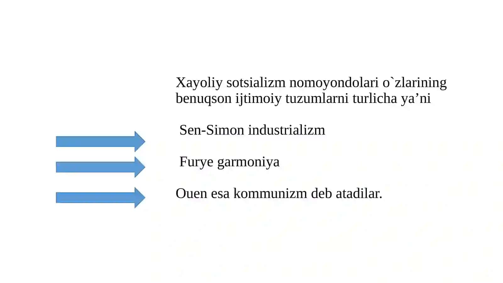 X1X asrning birinchi yarmidagi xayoliy sotsializmning o‘ziga xos xususiyatlari 4
