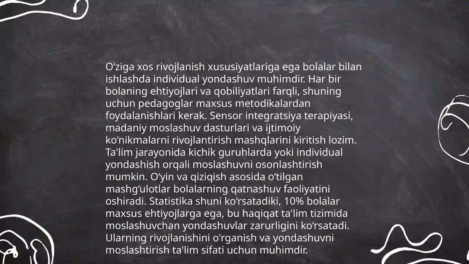 O‘ziga xos rivojlanish xususiyatlariga ega bolalar uchun inklyuziv ta’lim 4