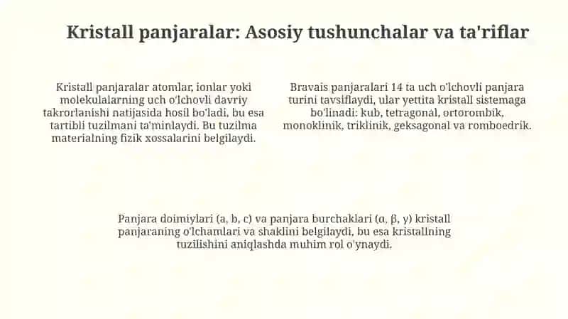 Kristal panjara turlari 4