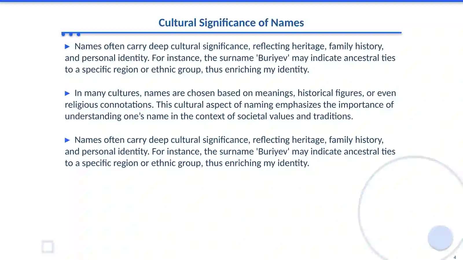 A4 - Describe how you spell your name and some English or IT words you know 4