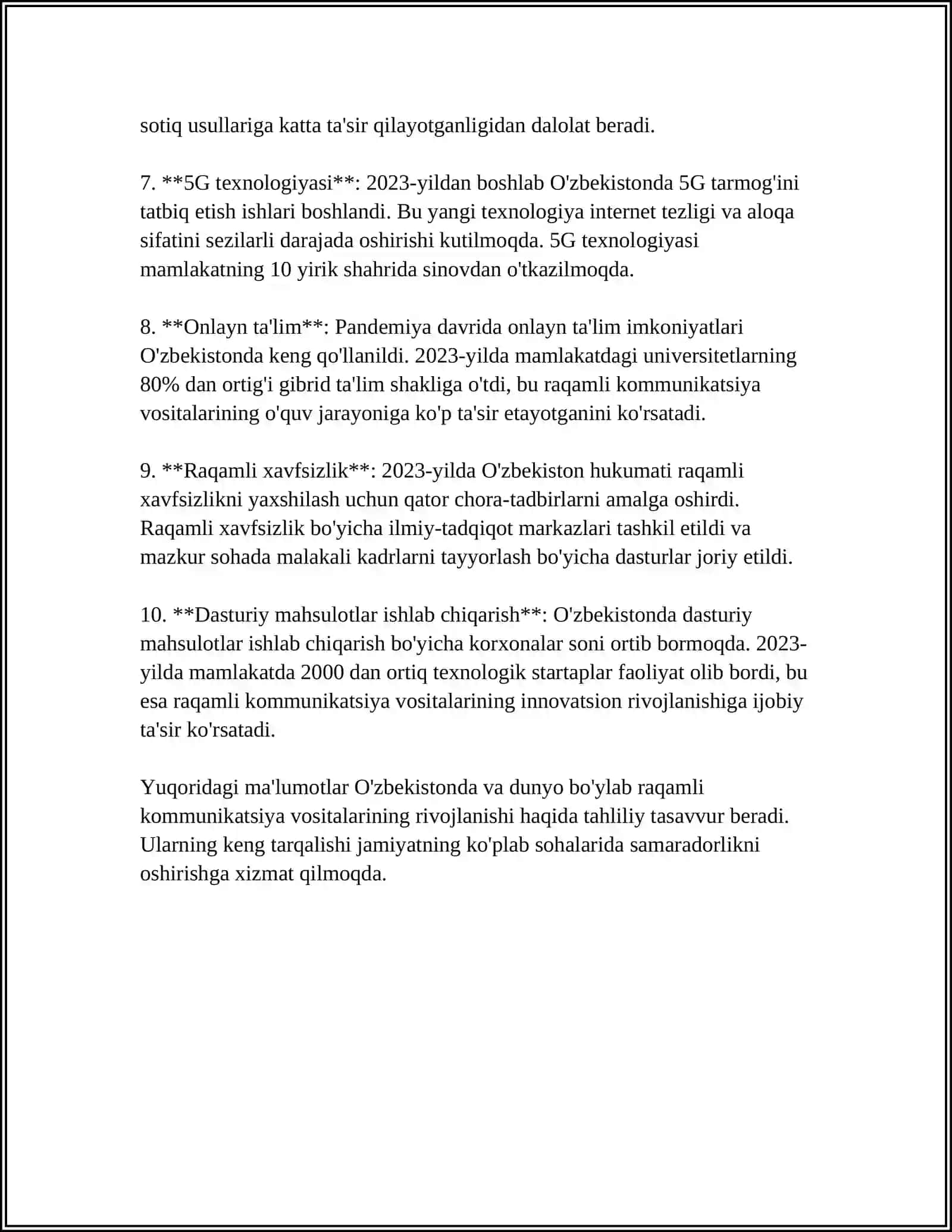 ZAMONAVIY TEXNOLOGIYALAR BIZNING HAYOTIMIZDAGI OʻRNI 4