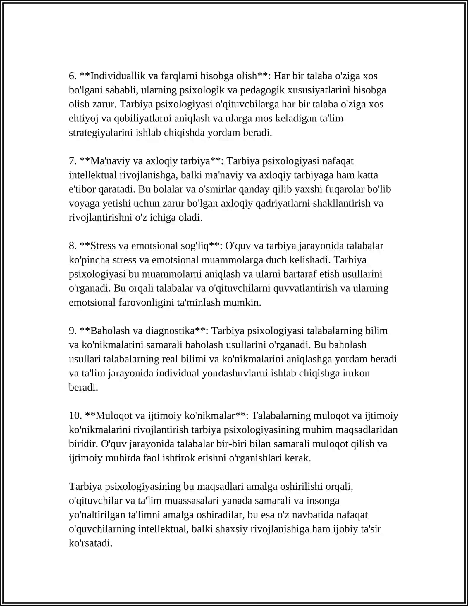 TARBIYA PSIXOLOGIYASI: MAQSADI, VOSITALARI VA METODLARI 4
