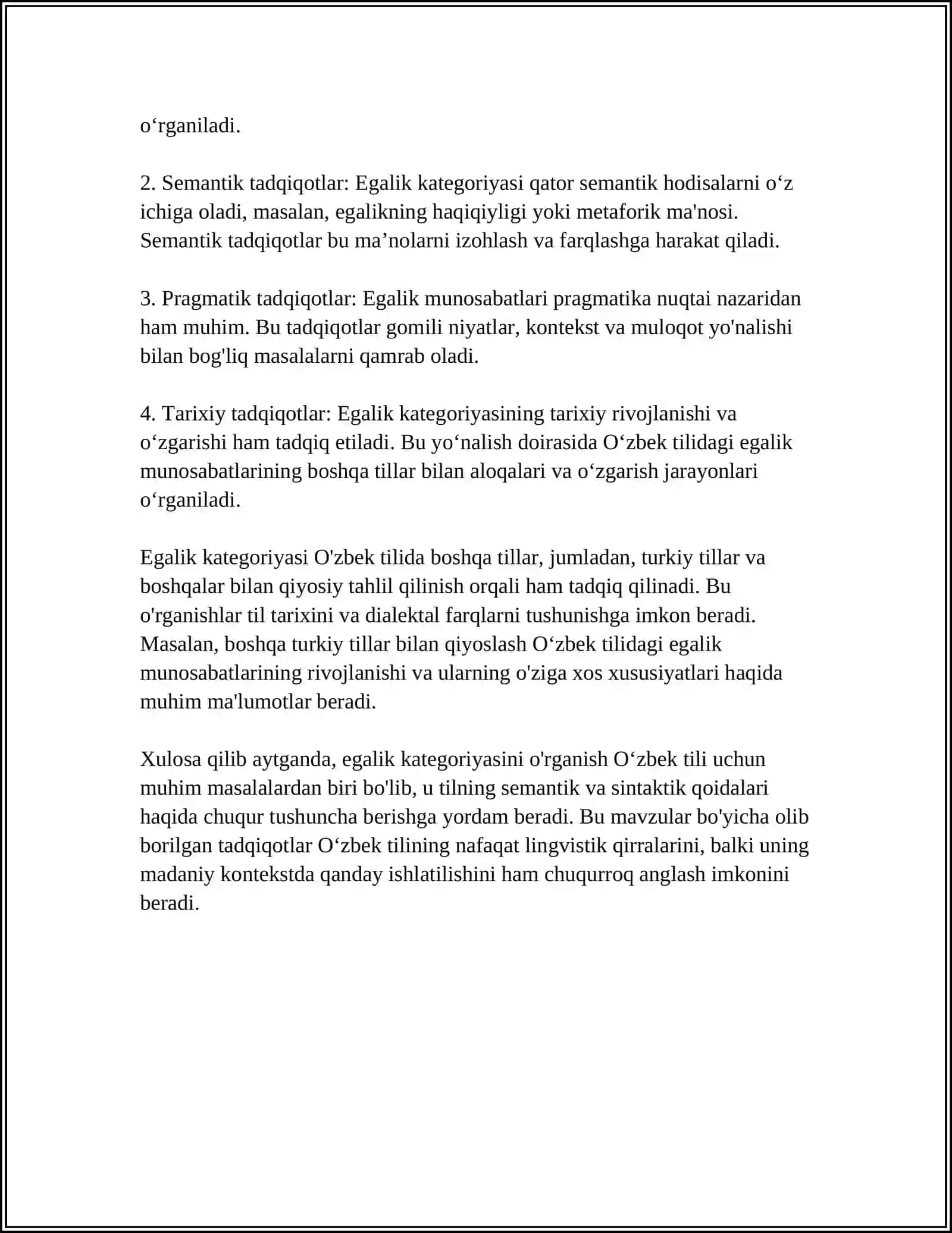 Oʻzbek tilshunosligida Egalik Kategoriyasining Oʻrganilishi 4
