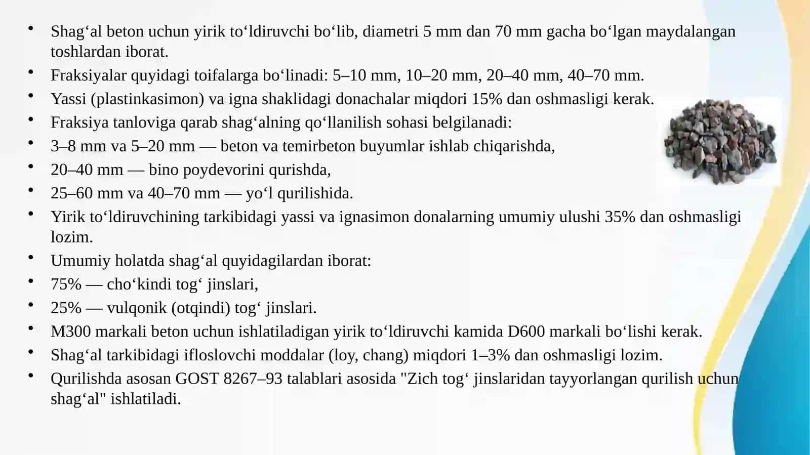Taqdimot: Ikki nishabli temir beton to’sinlar ishlab chiqarish korxonasini loyihalash.Mahsuldorligi 36500m3/yil 4