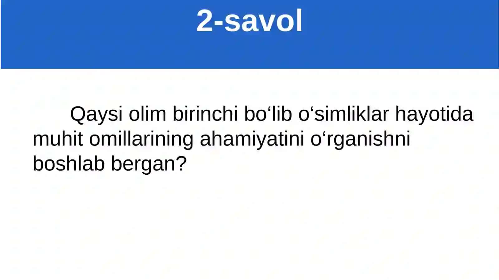 Ekologiya savollari 4